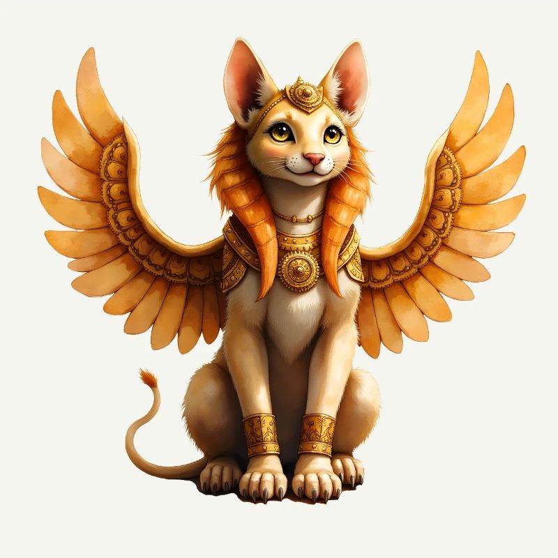 Chat ailé doré