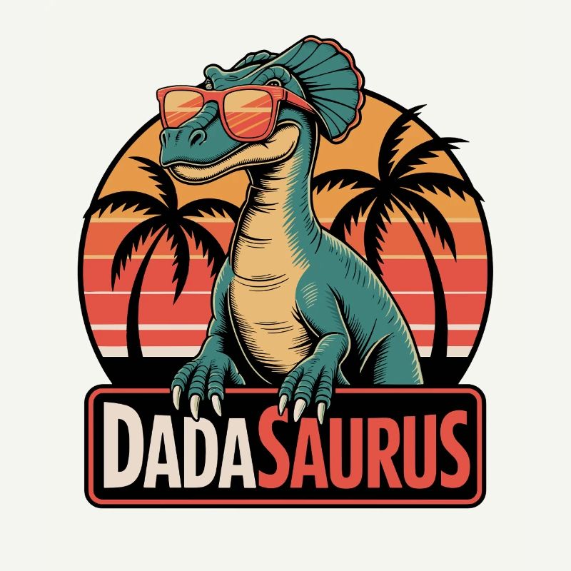 Dadasaurus Cool Dinosaur Retro Palm Trees