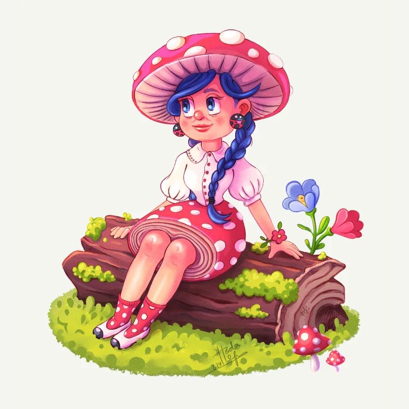 Fille Champignon dans une Forêt