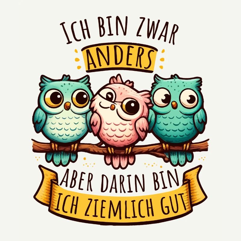 Anderssein – Eulen mit Spruch & Persönlichkeit