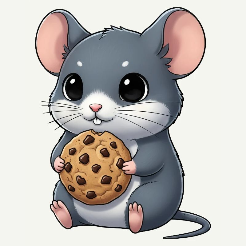 Souris mignonne avec biscuits Cookie Snacking dessin animé