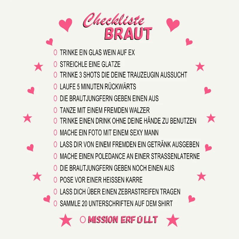 Braut Checkliste Pink