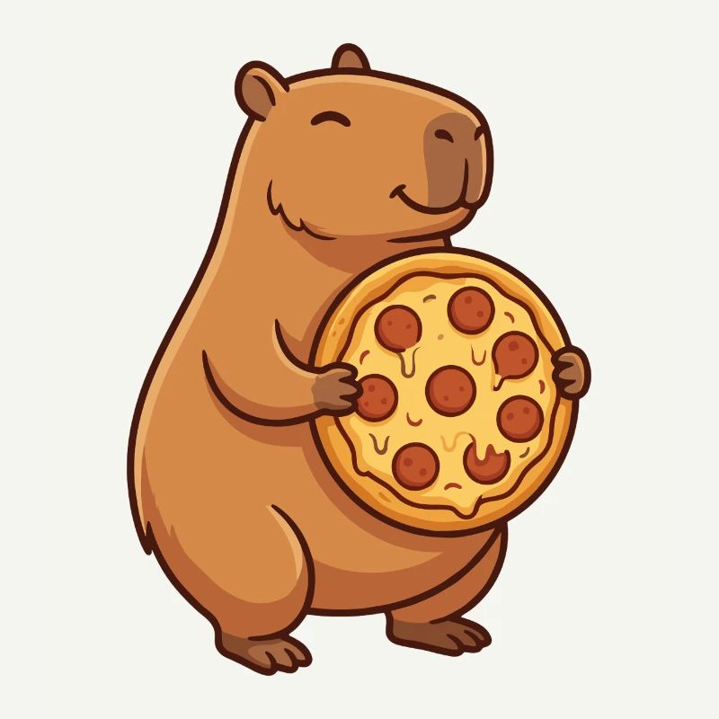 Capybara mit Pizza 