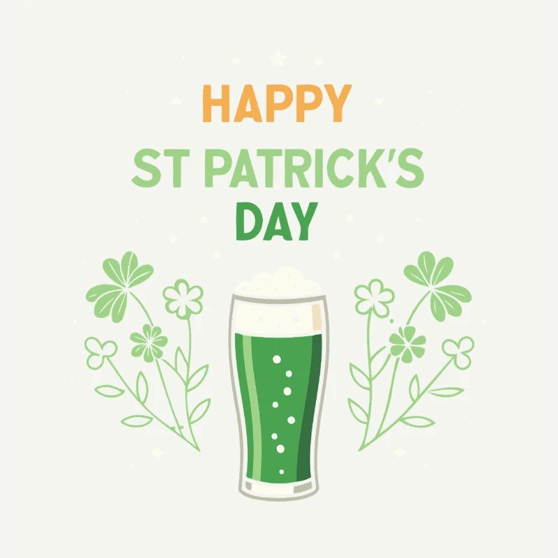 Verre vert et trèfles Saint Patrick