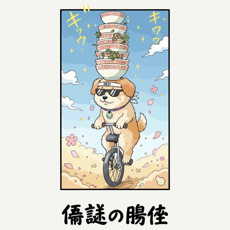 Noodle Stack Pup auf Einrad