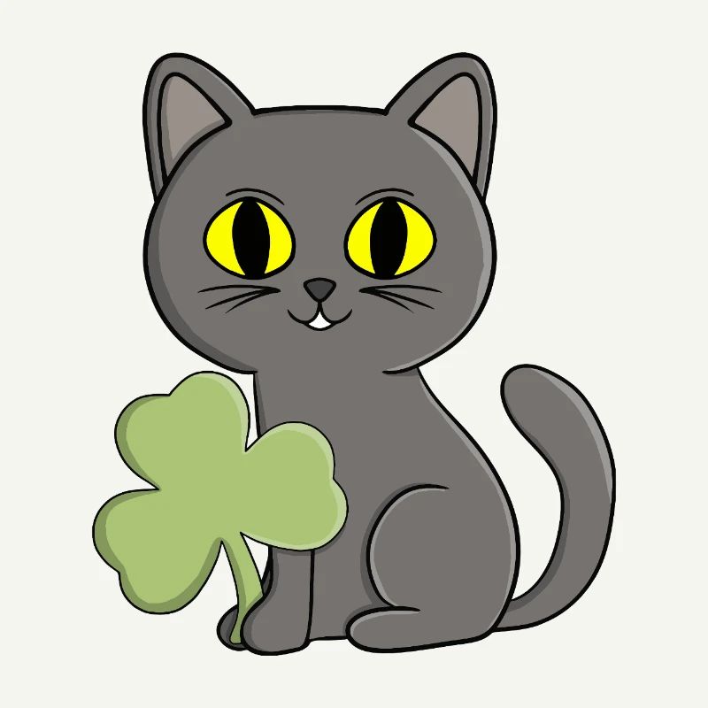 Charme trèfle trèfle chat gris