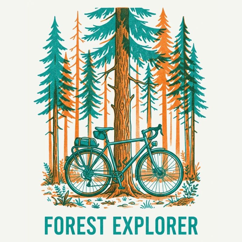Forest Explorer Risograph Bike Art