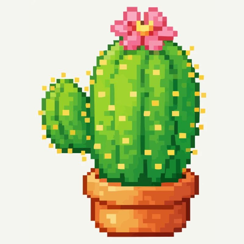 Cactus pixel avec fleur