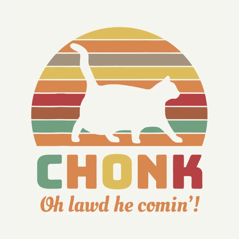 Chonk Cat Retro Sonnenuntergangs-Tee