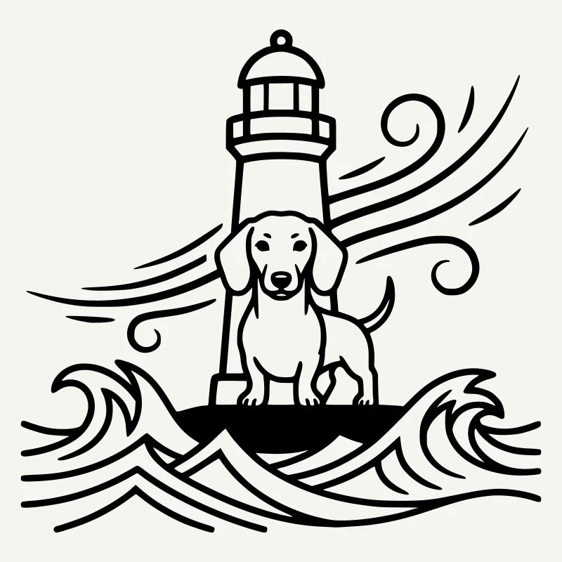 Mer du phare de tempête du teckel