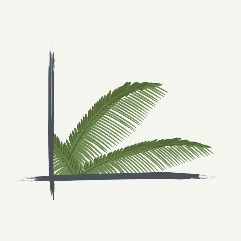 Palm leaves framed in brush frames