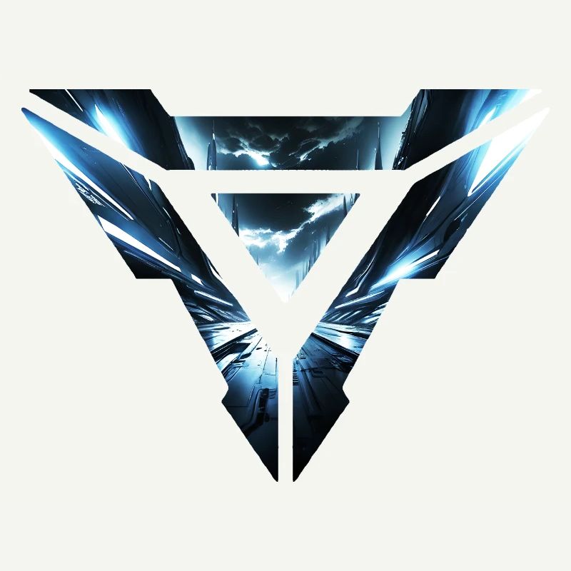 Futuristic Cyber Realm Triangular Design