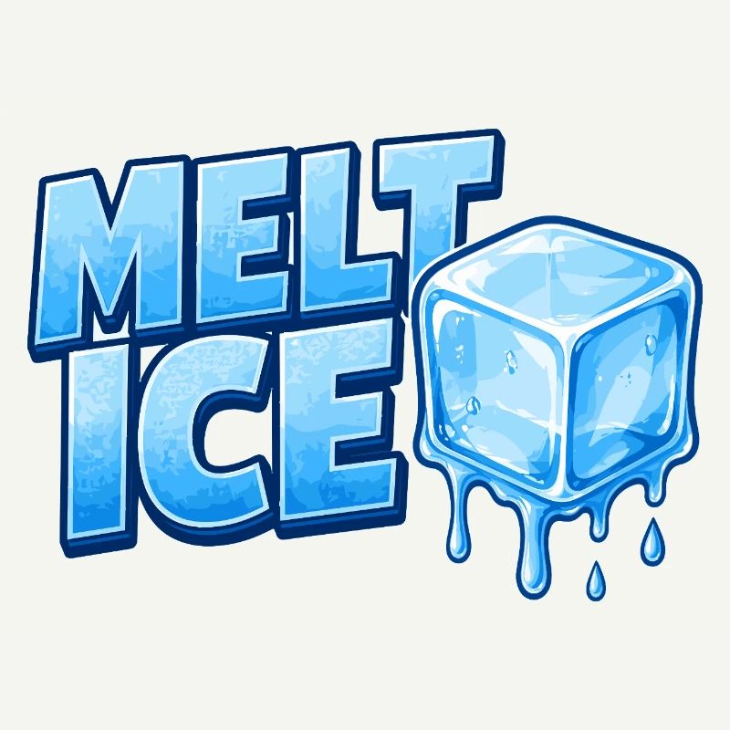 Melt Eis Eiswürfel Typo