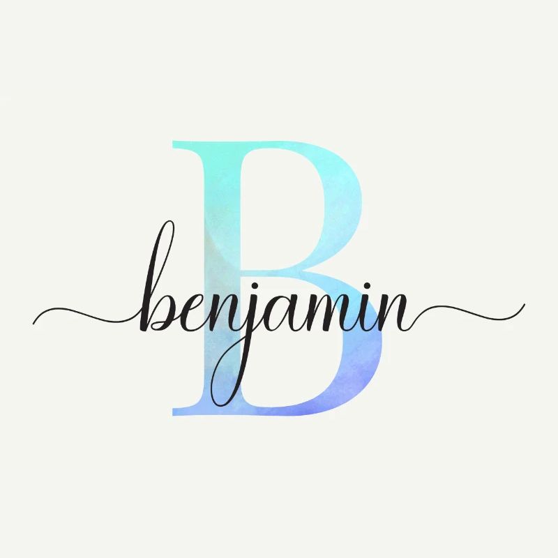 B| Monogram | Name | Benjamin | Watercolor