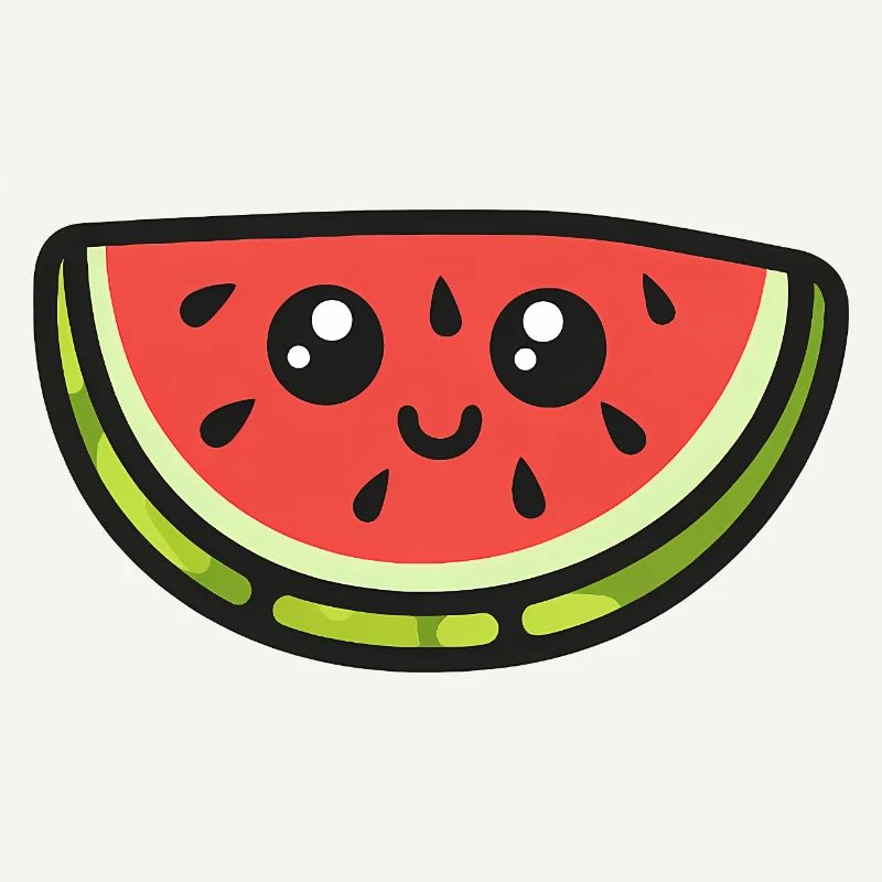 Dessin animé mignon de tranche de pastèque
