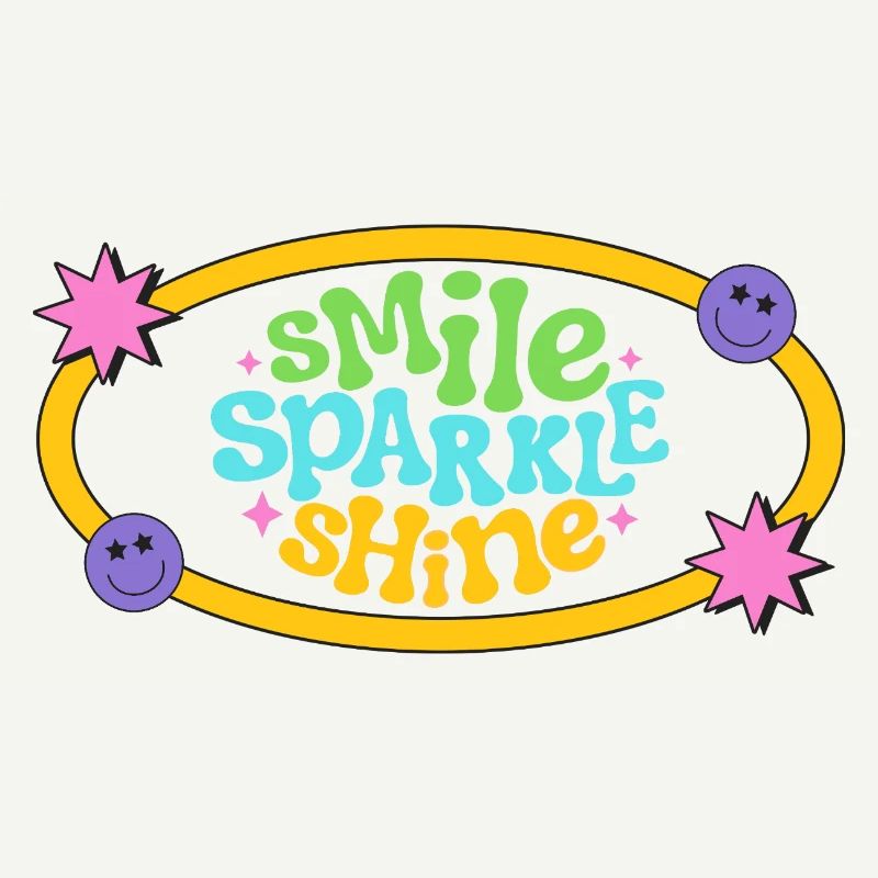 Colourful Retro Smile Text Design