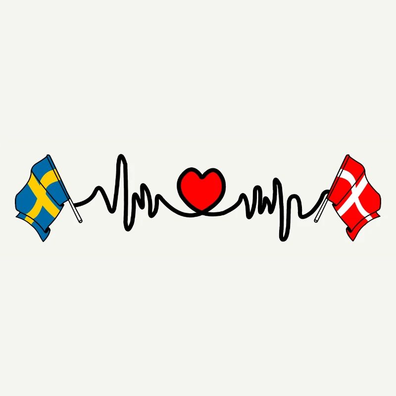 Cardio hartjet Drapeau Suède, drapeau Danemark