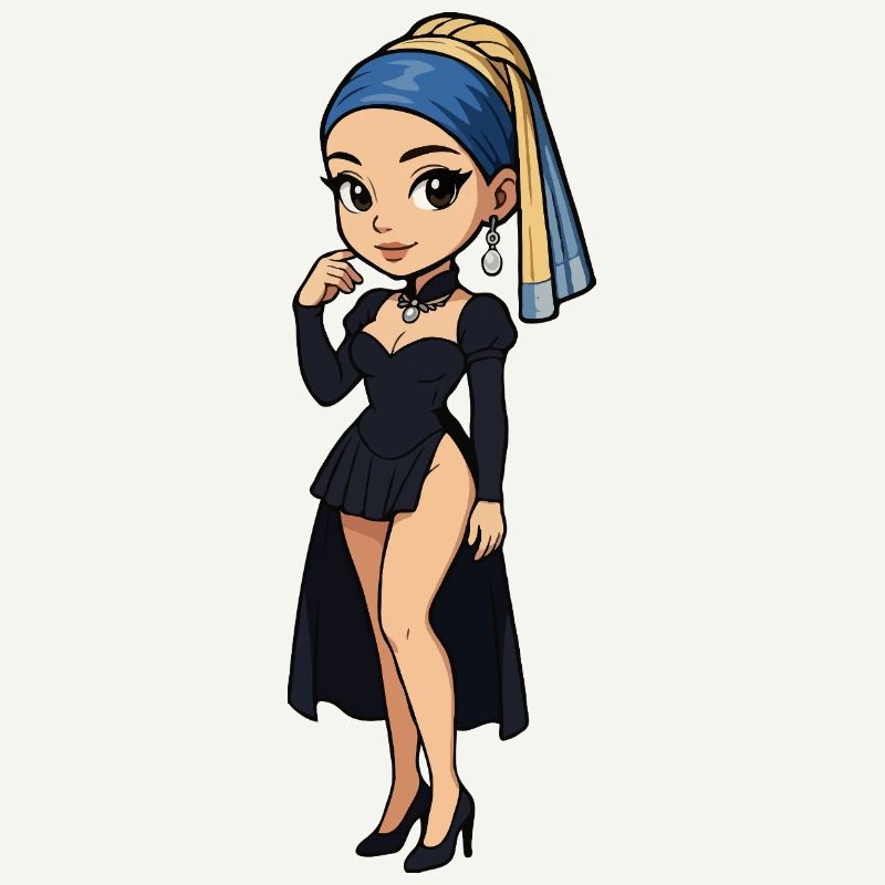 Mädchen mit Perlenohrring Chibi Super Deformed