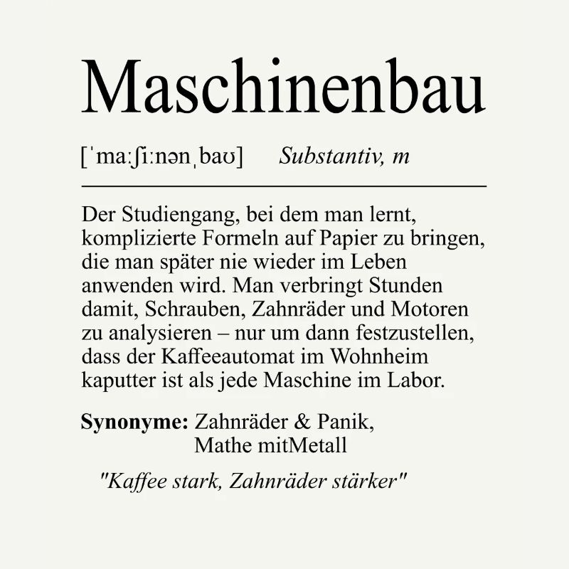 Unispruch "Maschinenbau" Geschenk, Studenten