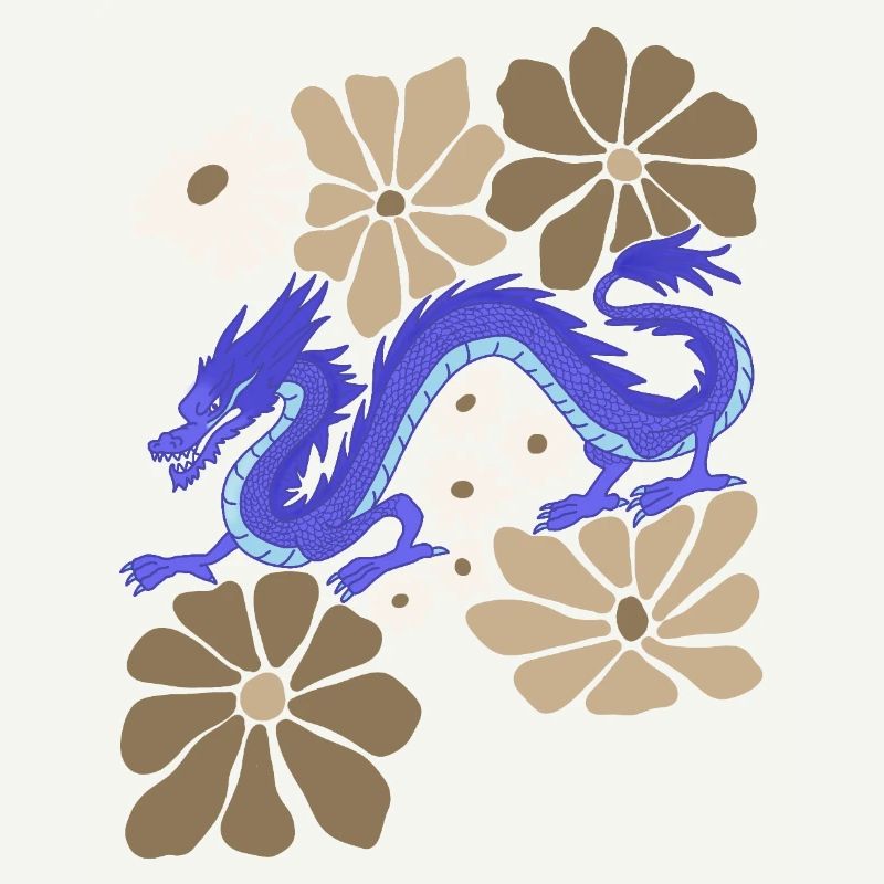 Blumenblauer Drache