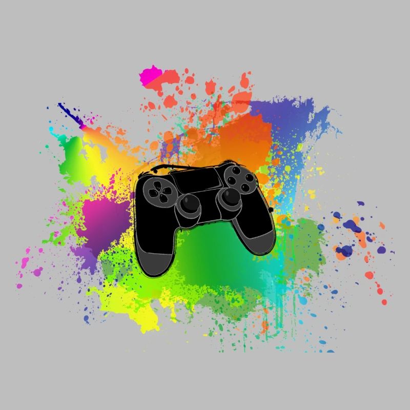 Controller Farbklecks Bunt Gaming Geschenk Idee