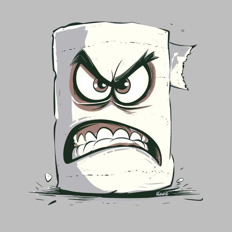 Wütendes Klopapier mit Gesicht