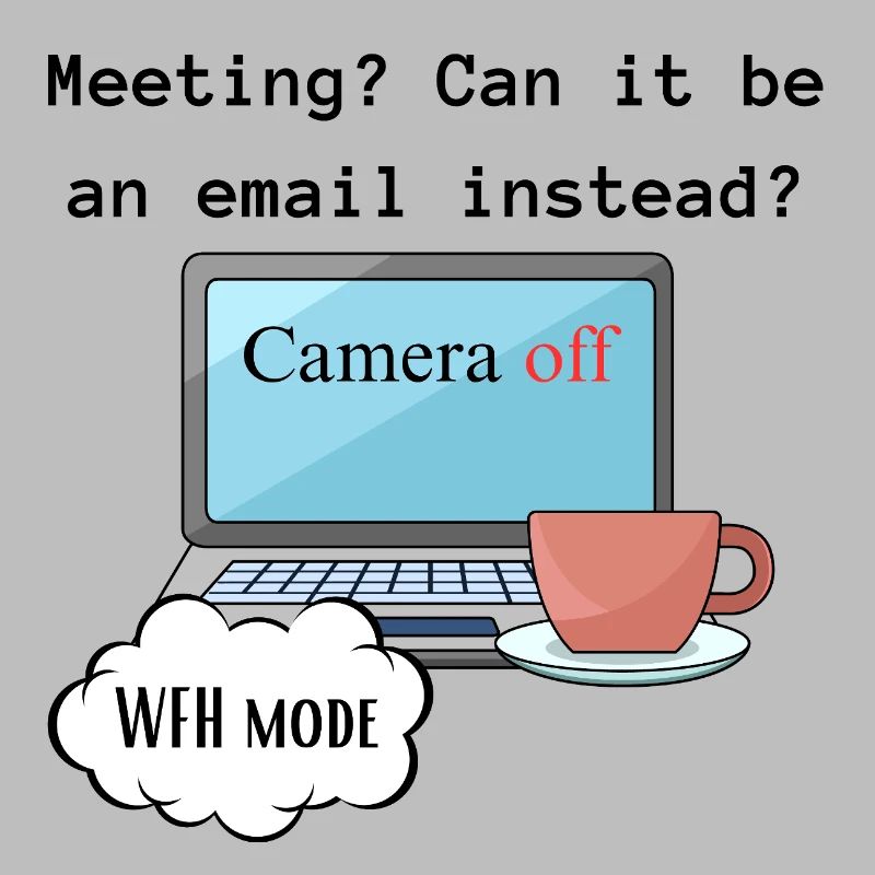 Treffen lustige WFH ändern Computermodus Arbeit.
