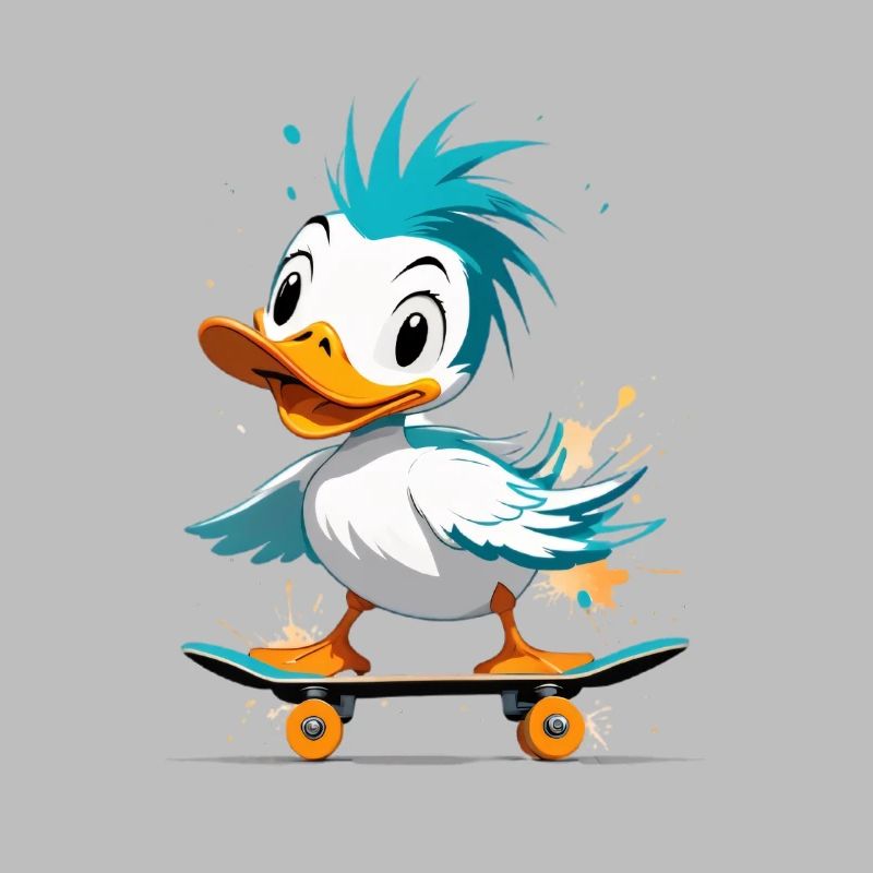 Duck on skateboard color explosion