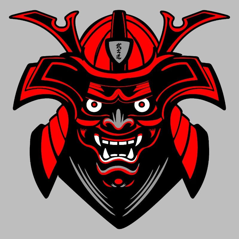 Menpō Mask – Red Black Samurai Style