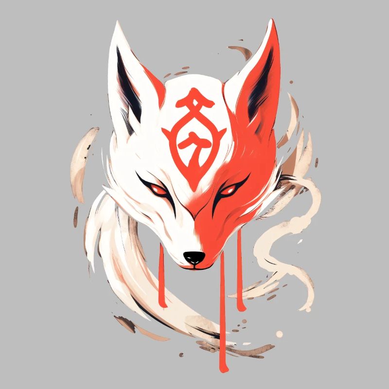 Kitsune Mask Japan Anime Kumiho Fox Samurai