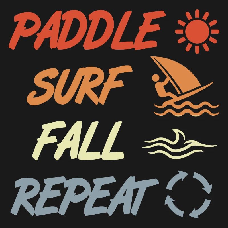 paddling, surfing, falling, repeating