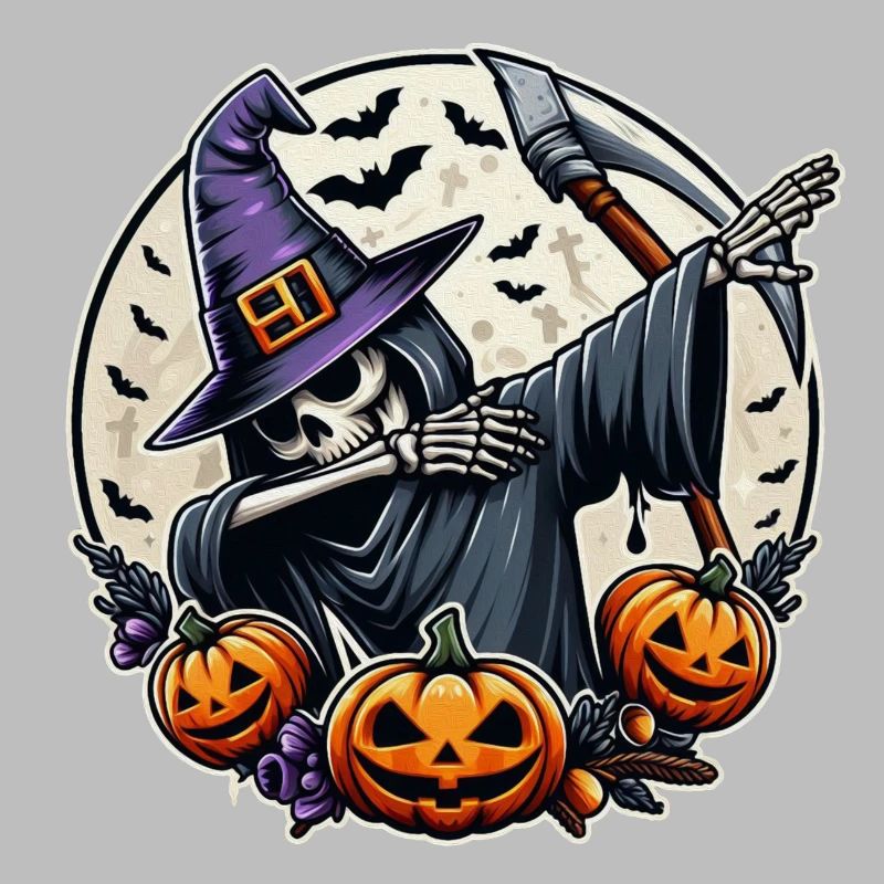 Dabbender Sensenmann mit Hexenhut - Halloween