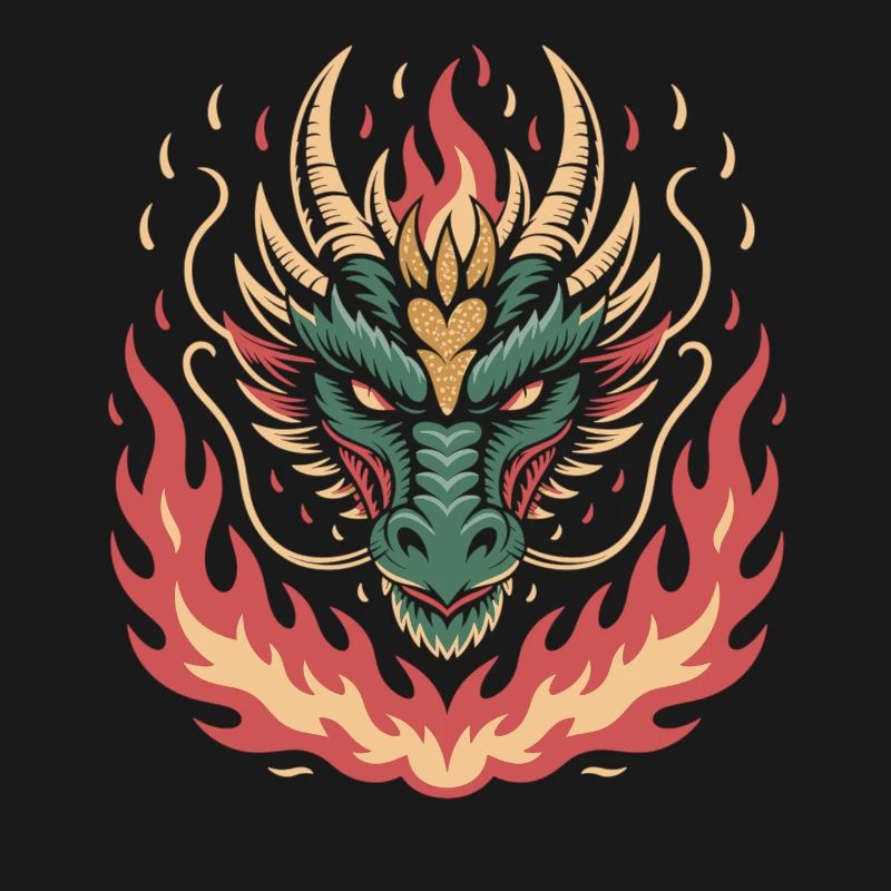 Feuriger Drache mit Herz