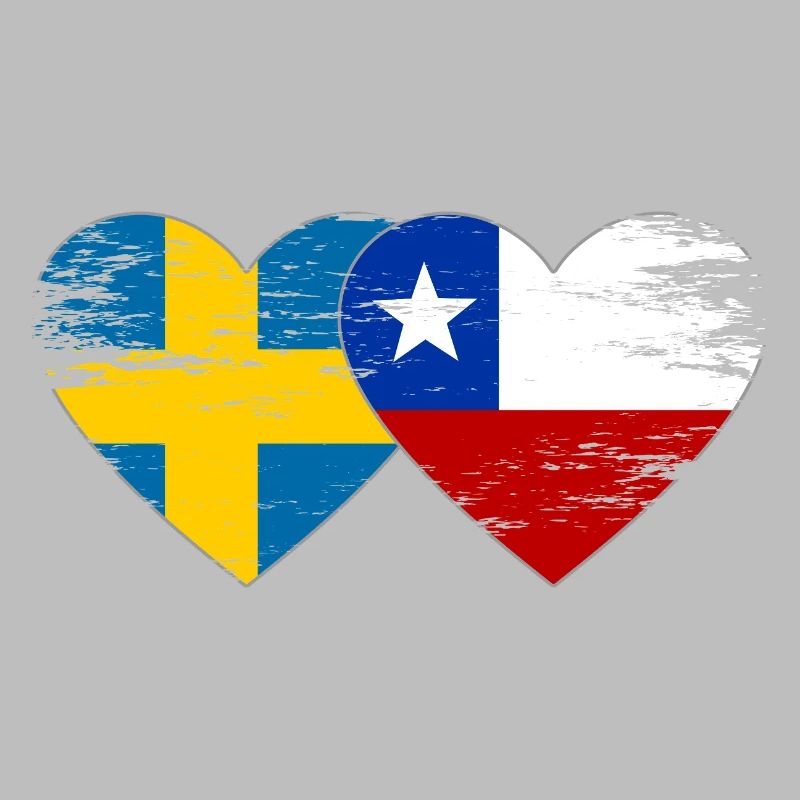 Suède Chili drapeau coeur utilisé