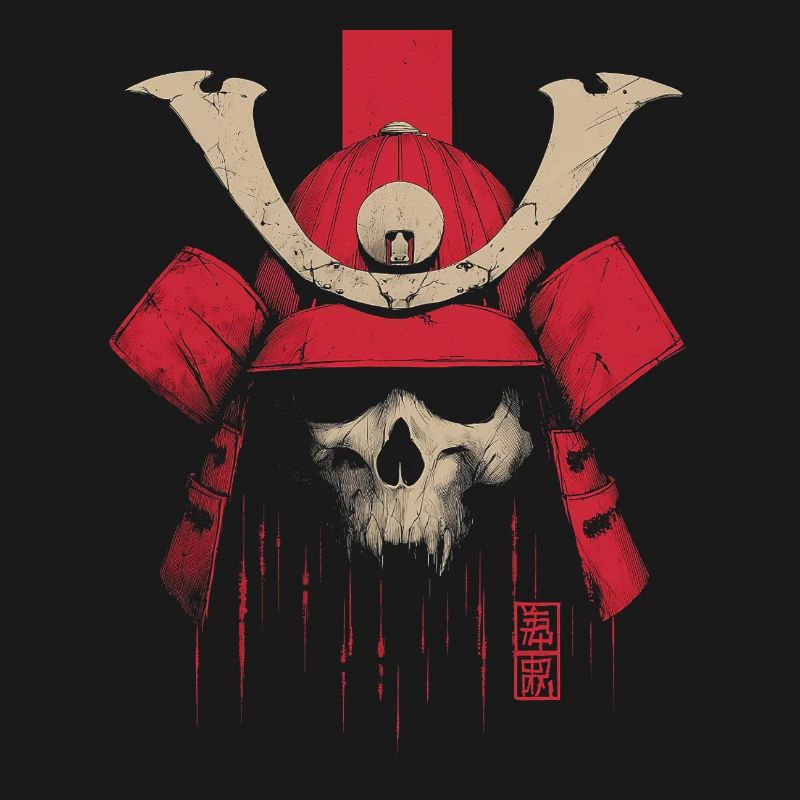 Blutroter Samurai Schädel