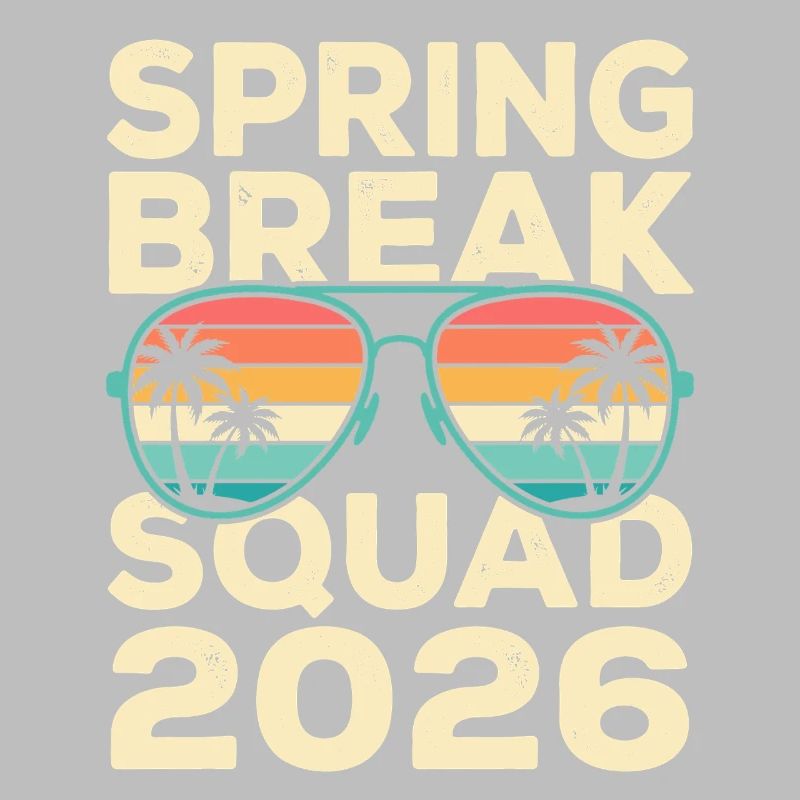 Spring Break Squad 2026 Design rétro de palmiers