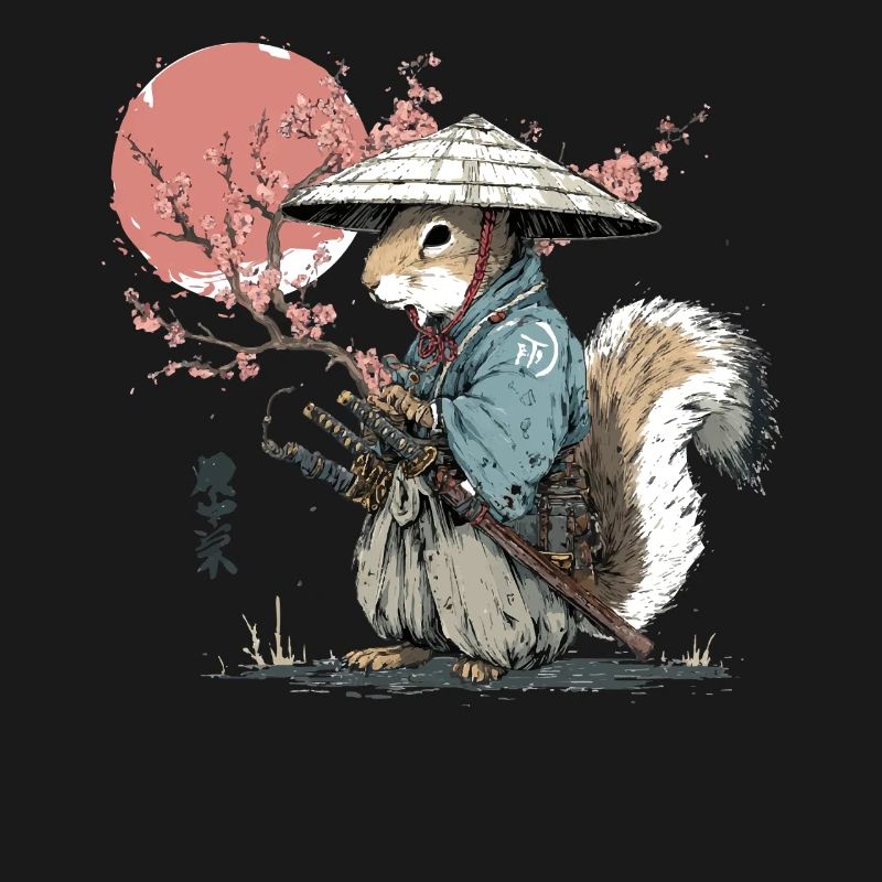 Eichhörnchen-Samurai in Sakura-Roben