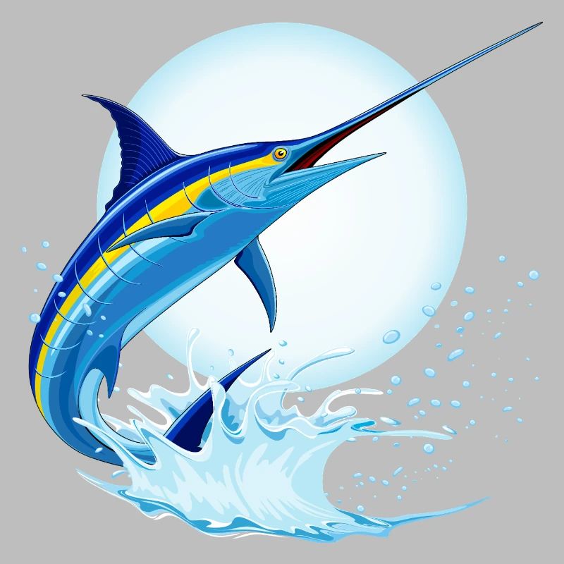 Blauer Marlin-Schwertfisch springt aus dem Ozean