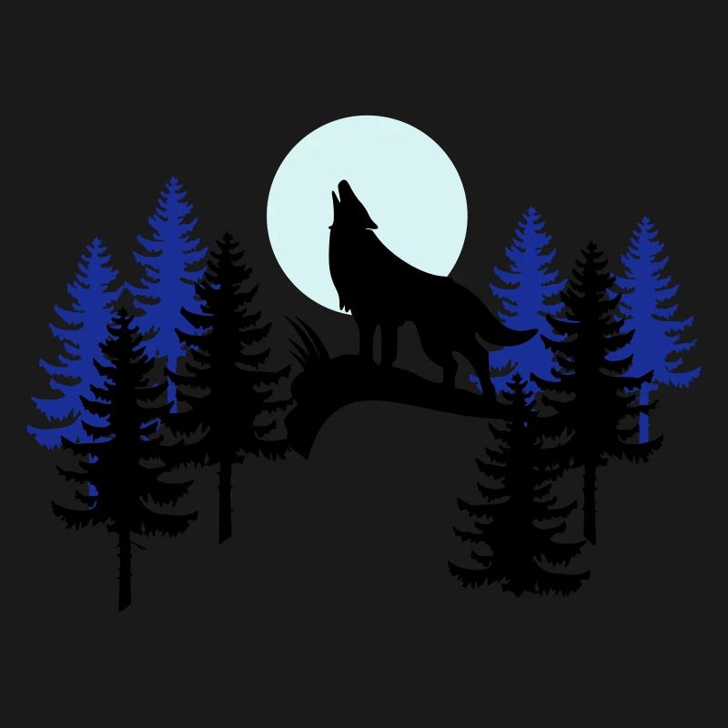 Wildnis Alaska Wolf Mond Bäume Wald