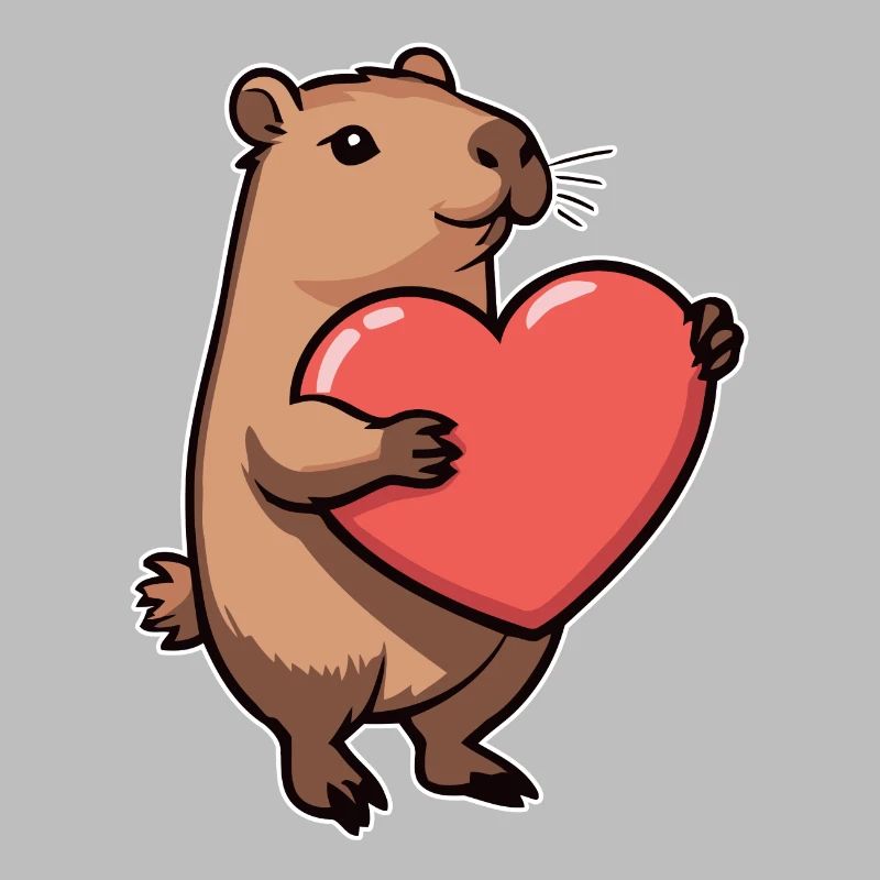 Capybara avec coeur Saint-Valentin