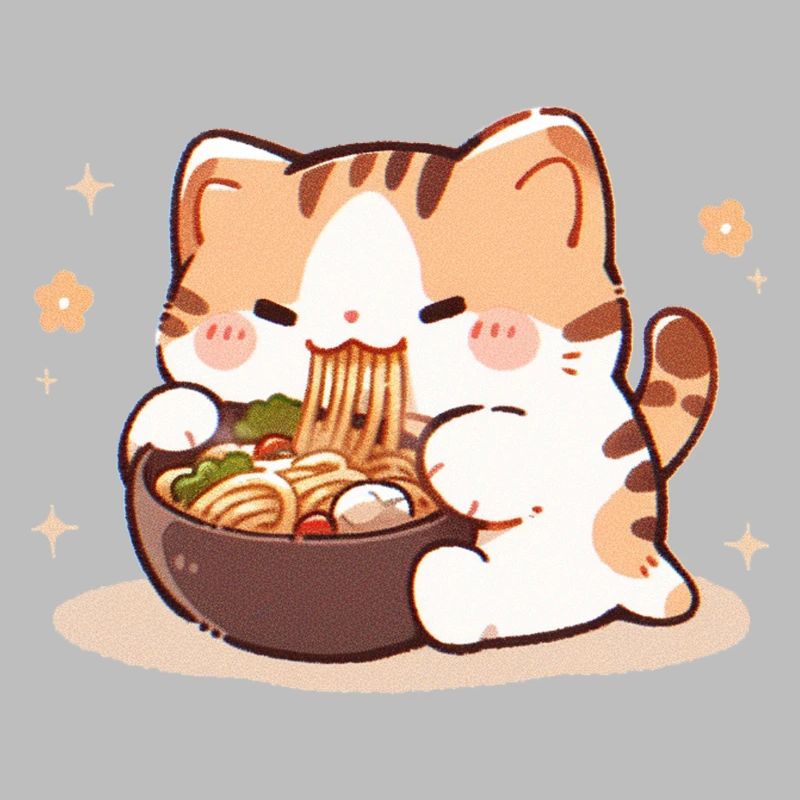 Mème de chat mangeant des spaghettis