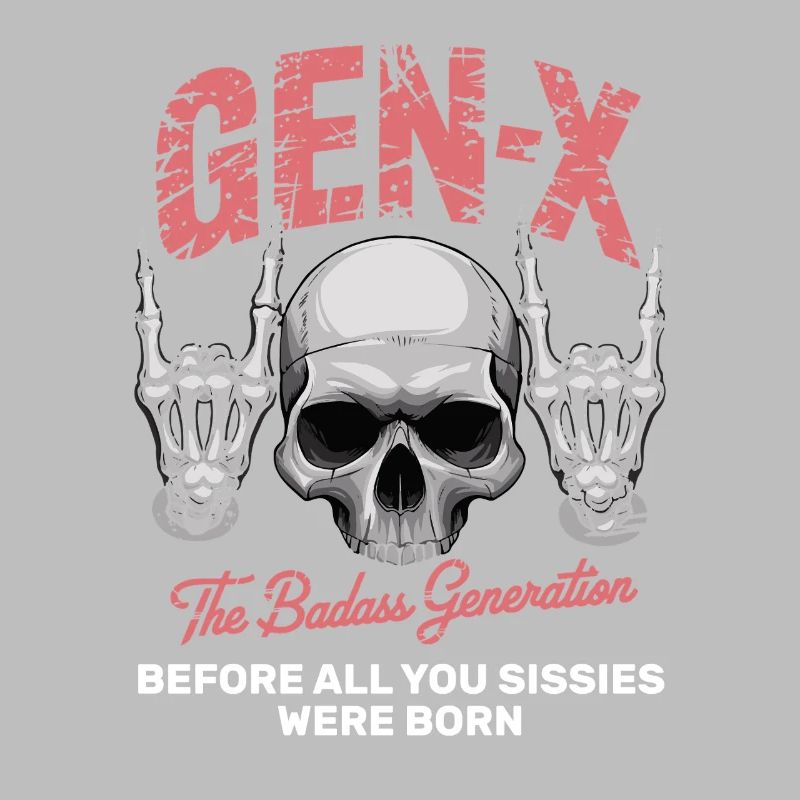 Sarcasm Gen X Badass Skull Retro Design
