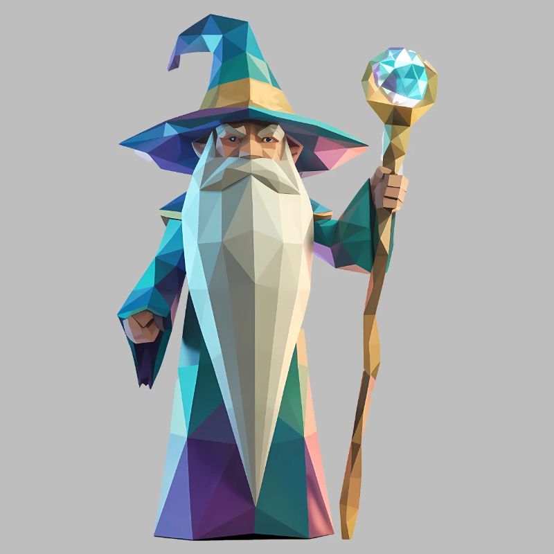 Wise Wizard - Cooles Low-Poly-Logo