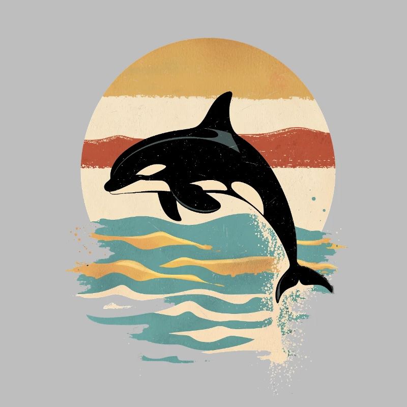 Orca Retro Sunset Ocean