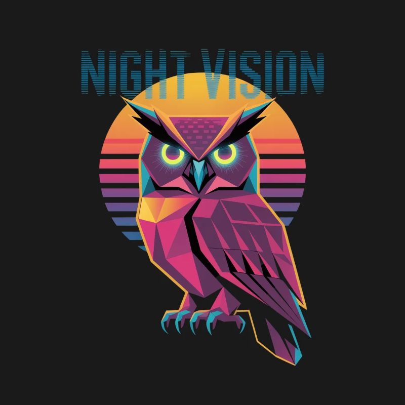 Night Vision Eule Retro Synthwave Sunset