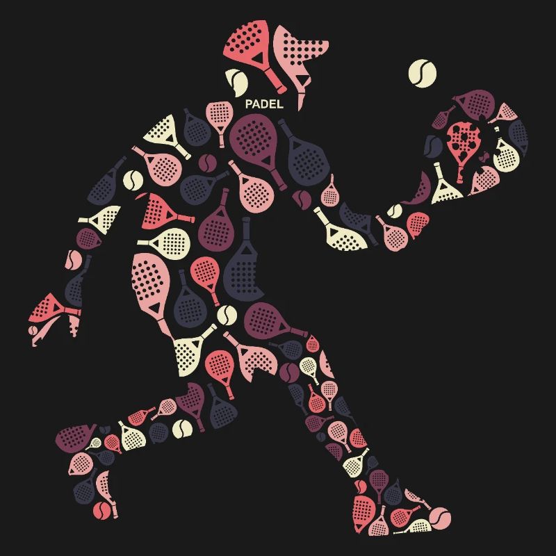 Retro Padel Player with Rackets Pattern