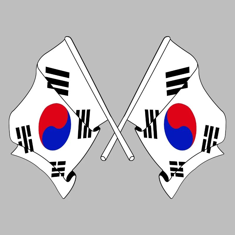 Deux drapeaux croisés de la Corée du Sud