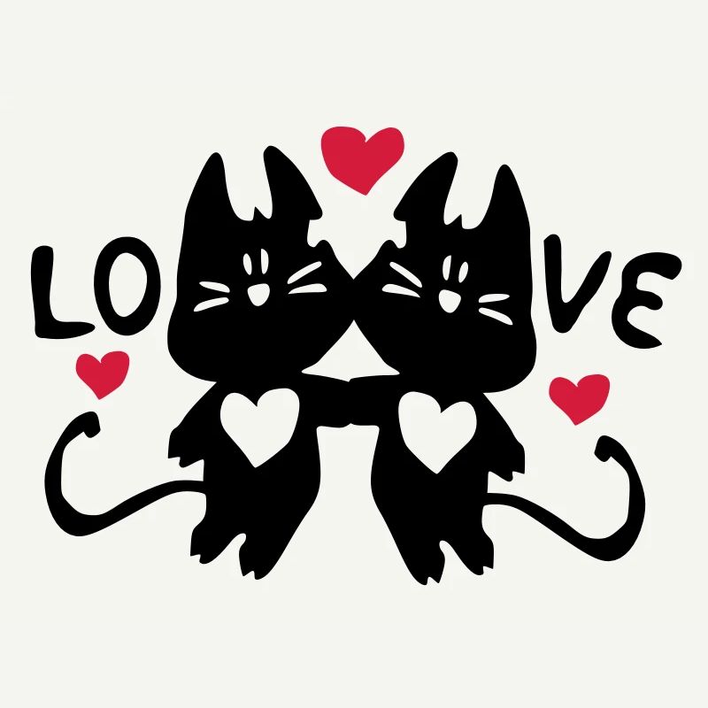 AMOUR chats et coeurs rouges
