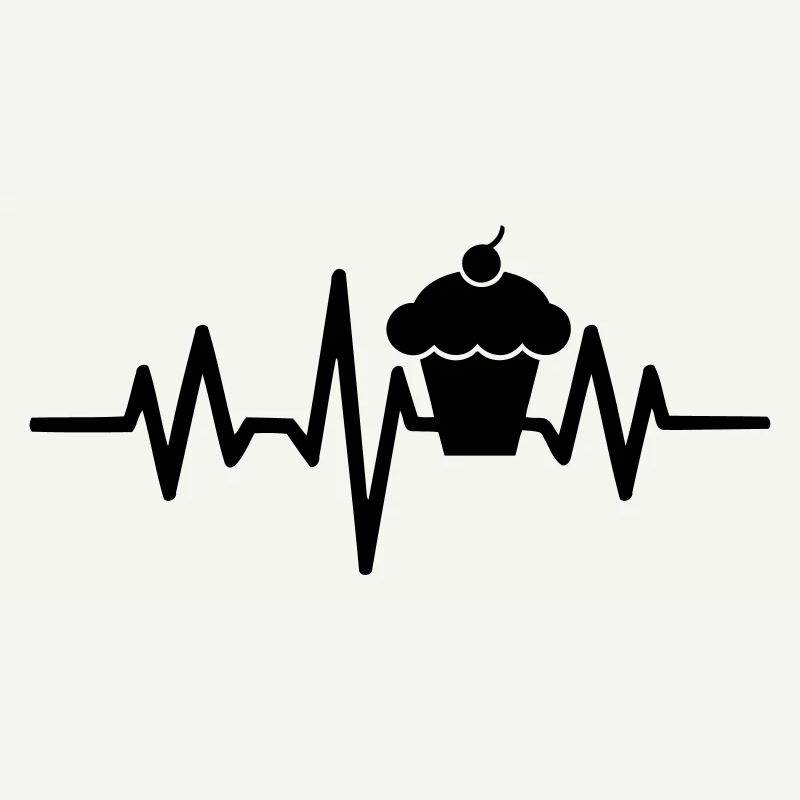 Heart rate pulse I love cake cupcake muffin