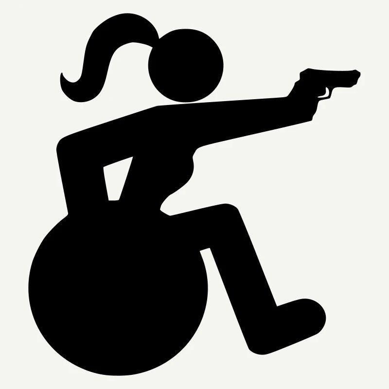 Schießen auf einen Rollstuhlfahrer. Paralympische Spiele #